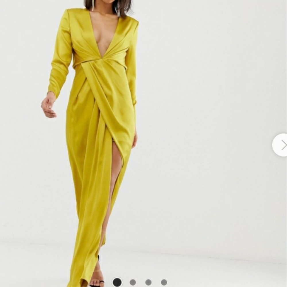 Asos dress formal maxi front party satin size 6